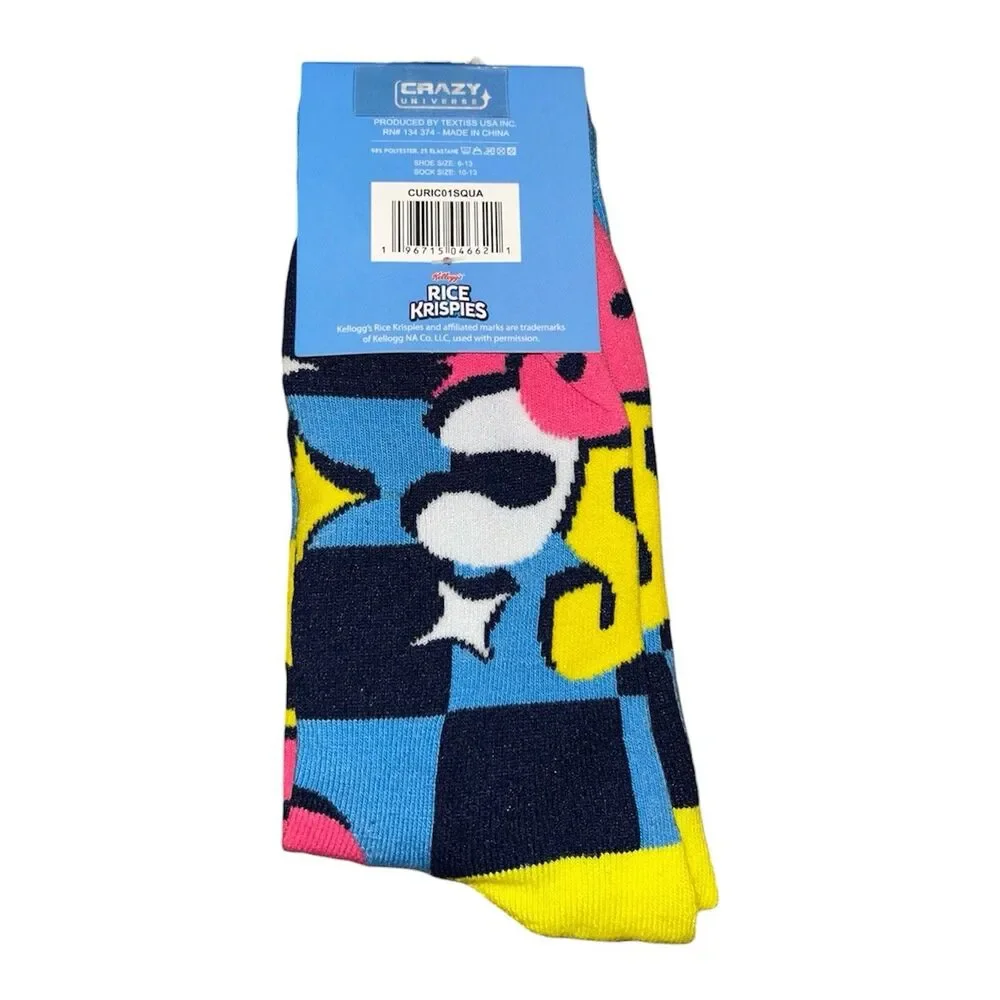 1x Rice Krispies Novelty Crew Socks Adult Set Size 6-13